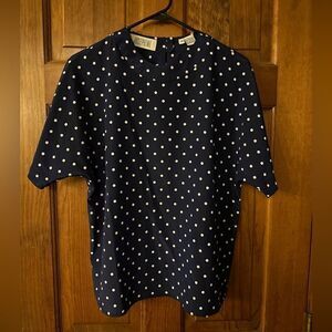 Josephine Size 10 Short Sleeve Navy Shirt Polka Dot